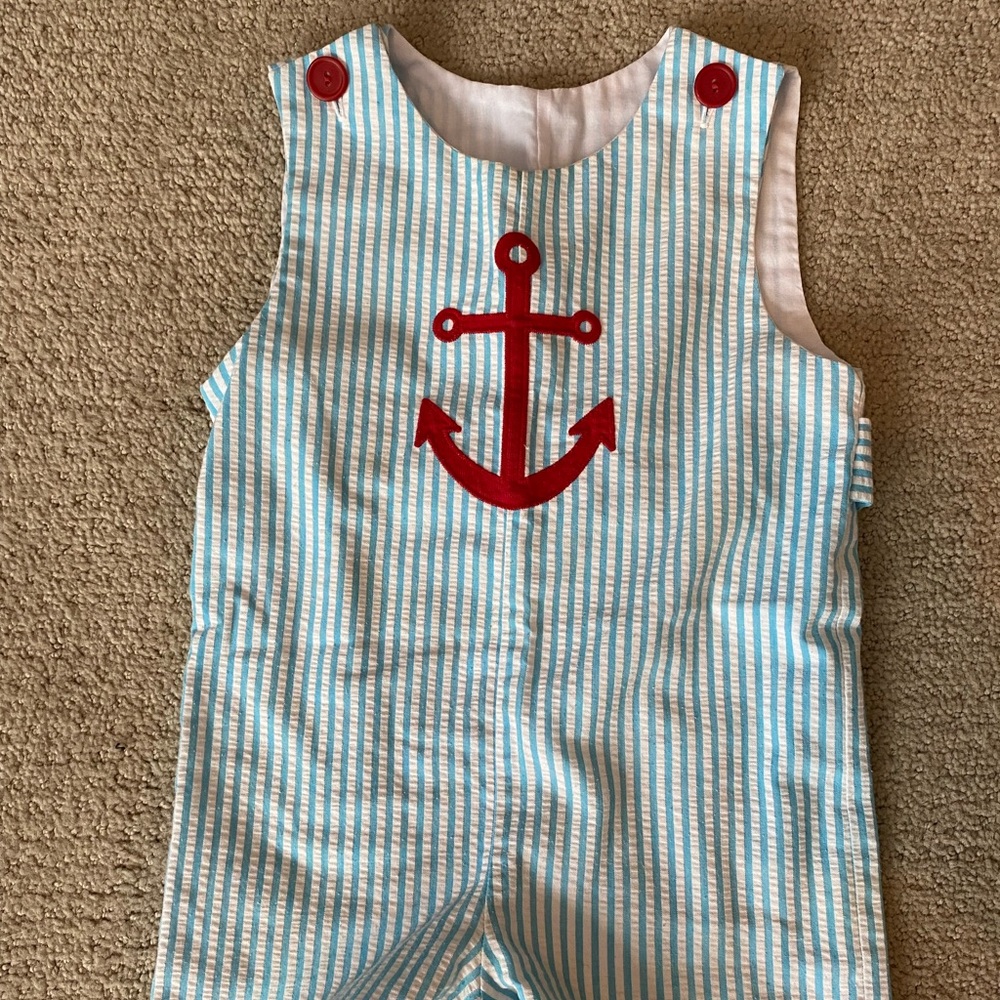 Kelly’s Kids Seersucker Shortall 18M